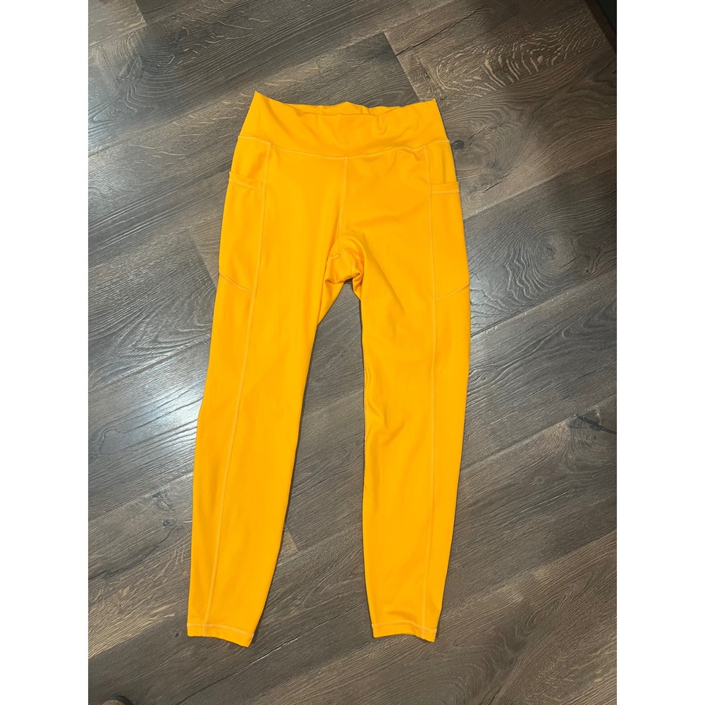 Gilly Hicks Women Orange High Waisted Active Leggings with Pockets Small